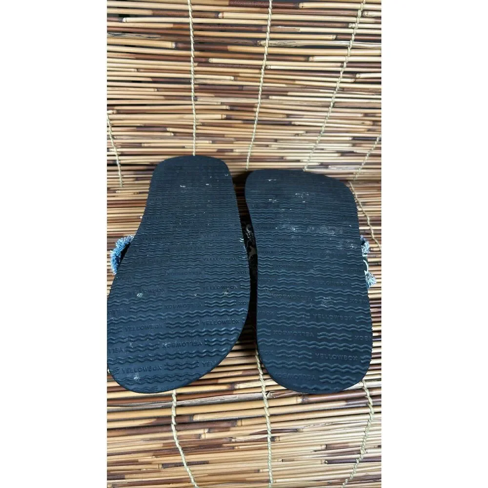 Yellow Box Size 9.5 Cheetah Denim Flip Flops - Picture 5 of 6
